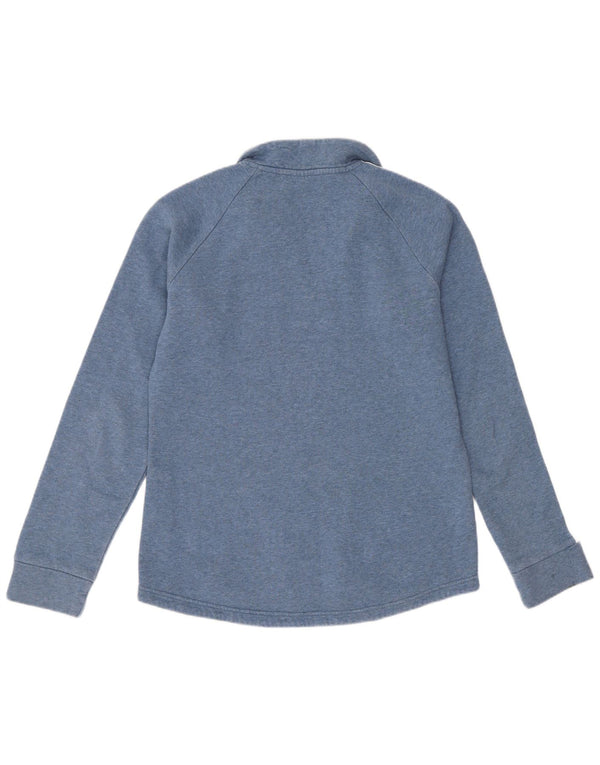 Adidas Womens Zip Neck Sweatshirt Jumper UK 12/14 Medium Blue Cotton