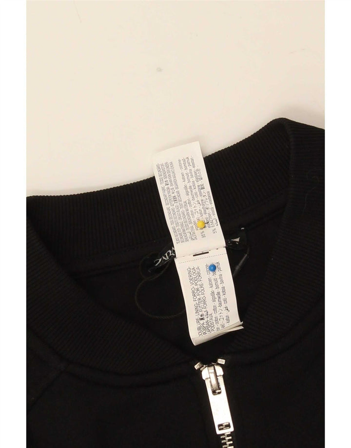 Zara Womens Bomber Jacket UK 16 Large Black Cotton