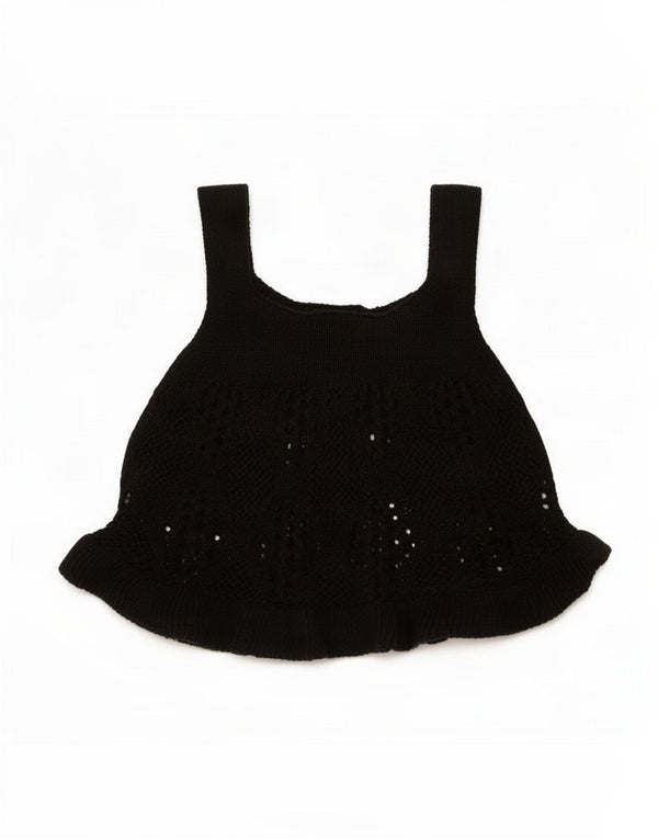 Zara Womens Knit Cami Top UK 8 Small Black Cotton