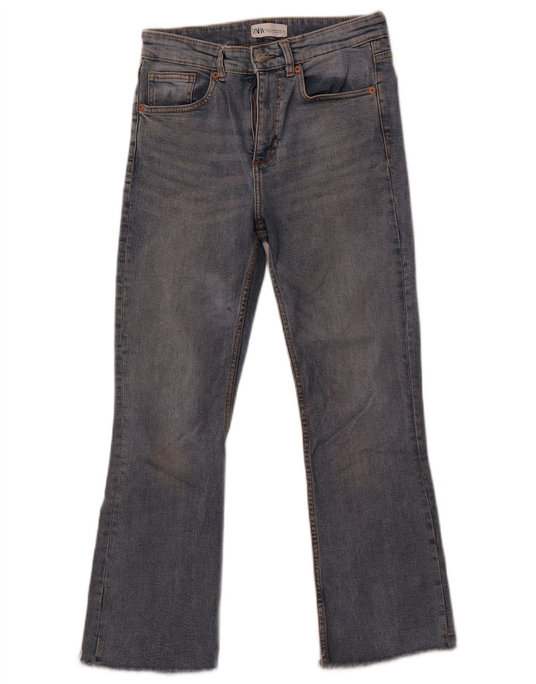 Zara Womens Crop Bootcut Jeans EU 38 Small W28 L26 Blue Cotton