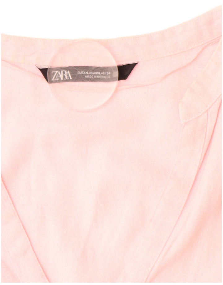 ZARA Womens Shirt UK 20 2XL Pink Linen