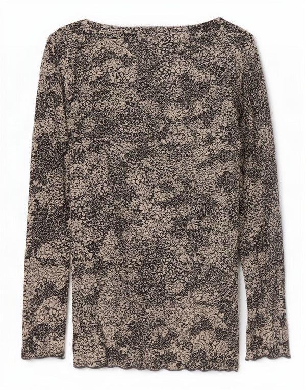 Phase Eight Womens Top 3/4 Sleeve UK 16 Large Black Floral Viscose