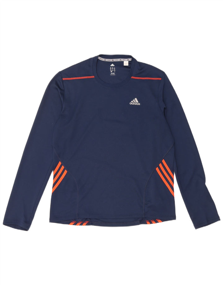 ADIDAS Mens Climalite Top Long Sleeve Medium Navy Blue Polyester