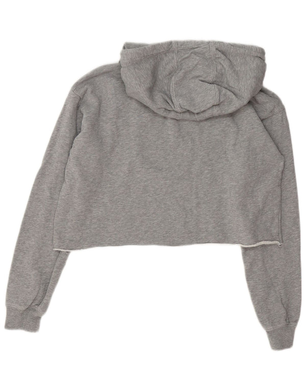 Champion Womens Oversized Crop Hoodie Jumper UK 10 Small Grey Flecked