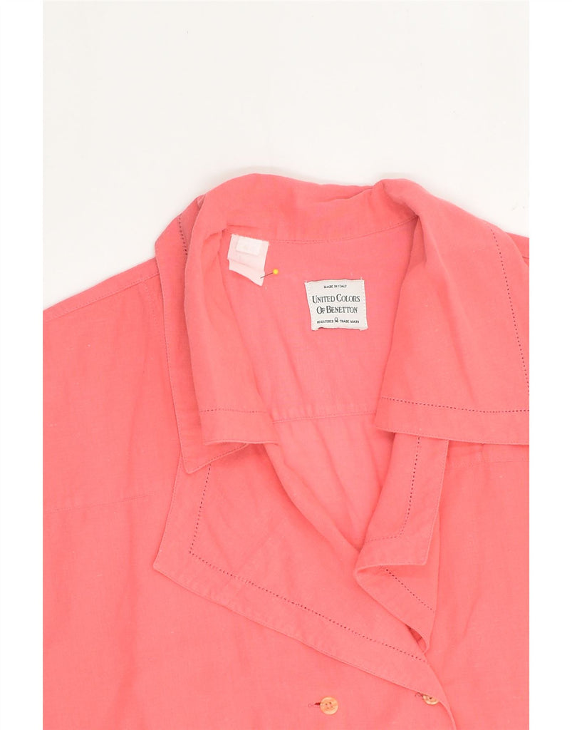 BENETTON Womens Double Breasted Shirt Blouse IT 44 Medium Pink | Vintage Benetton | Thrift | Second-Hand Benetton | Used Clothing | Messina Hembry 