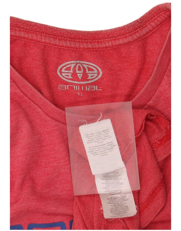 Animal Mens Graphic T-Shirt Top XL Red Cotton