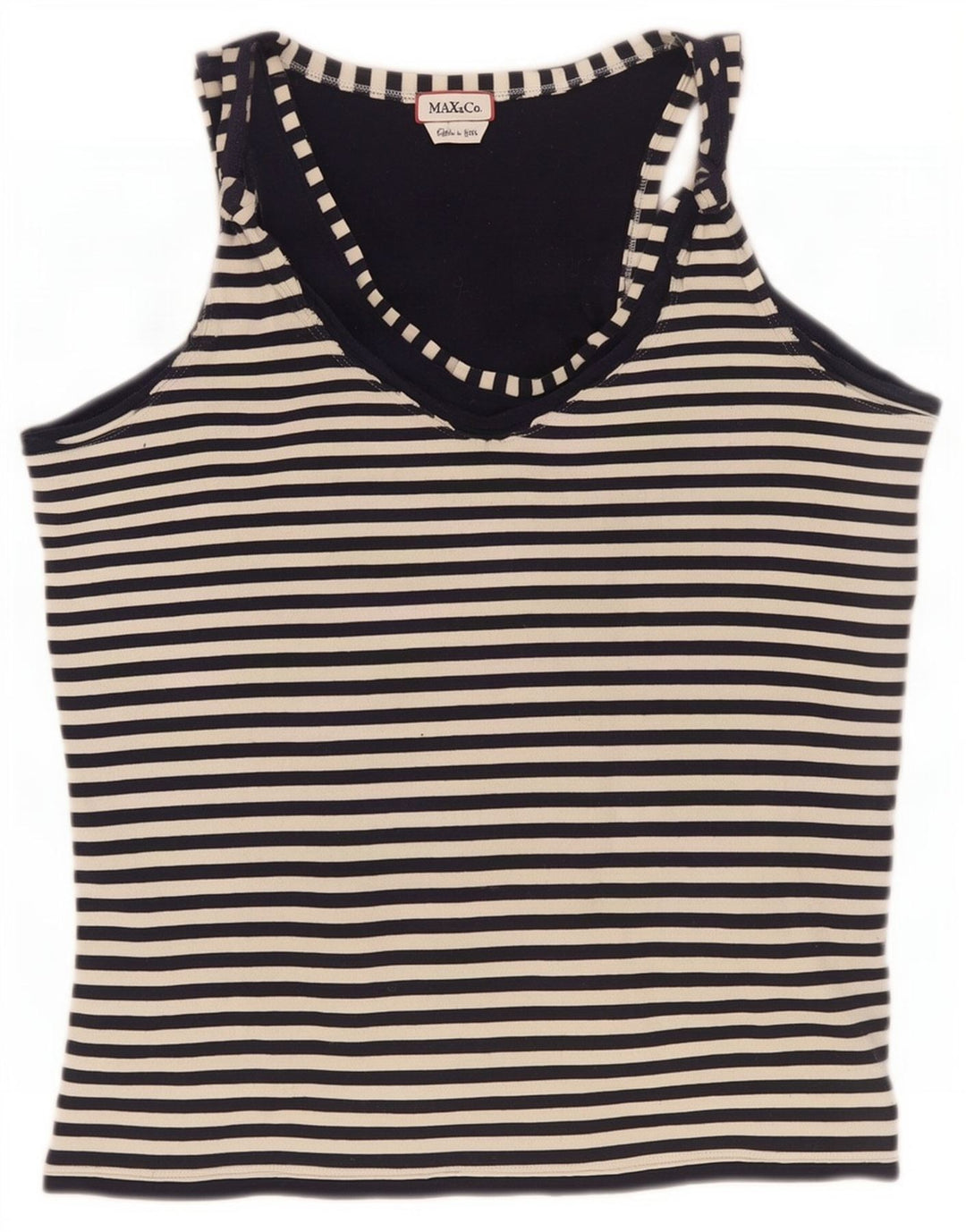 Max & Co. Womens Vest Top UK 12 Medium Black Striped