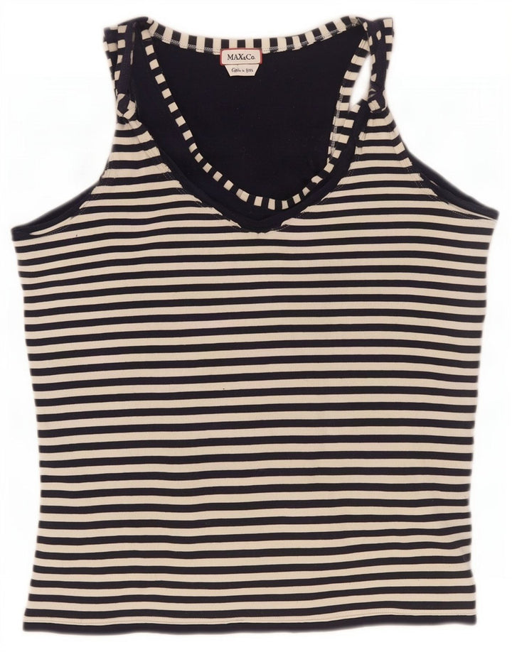 Max & Co. Womens Vest Top UK 12 Medium Black Striped