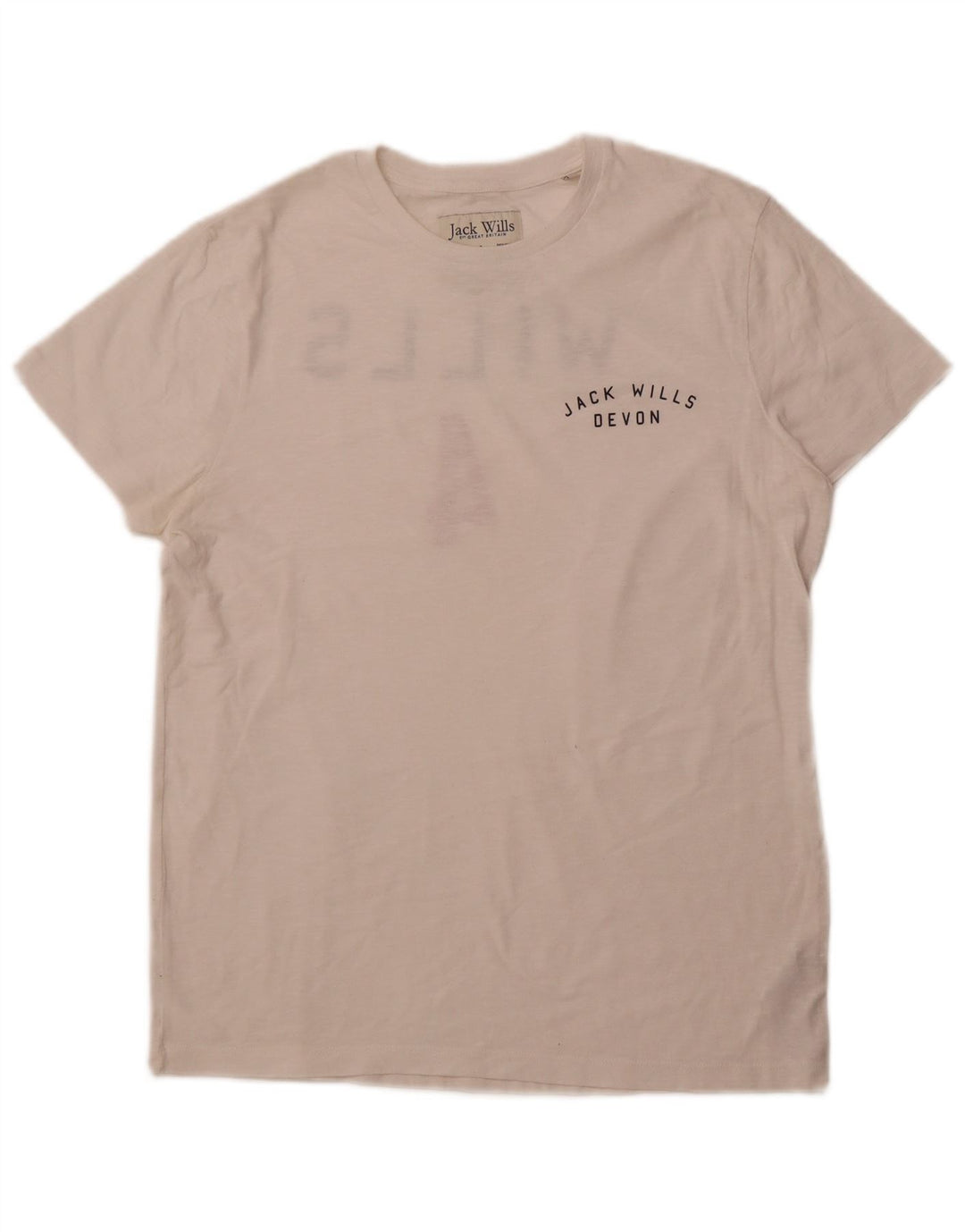 JACK WILLS Mens Graphic T-Shirt Top Large White Cotton