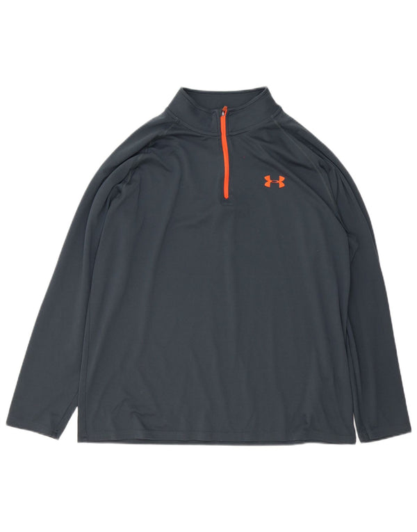 Under Armour Mens Heat Gear Zip Neck Pullover Tracksuit Top Large Grey