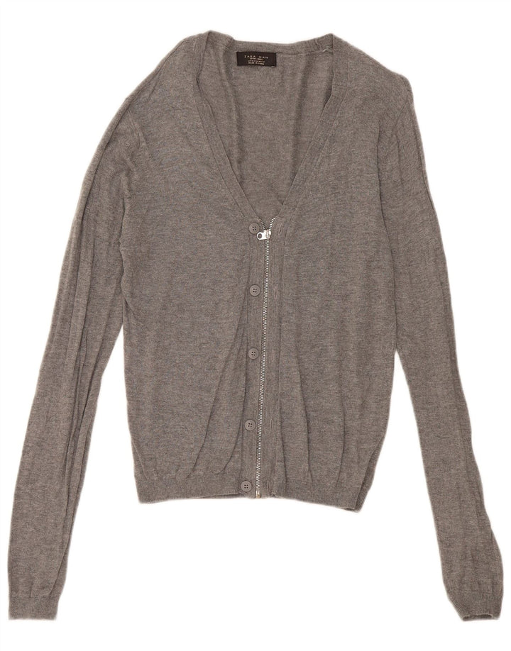 Zara Mens Cardigan Sweater Medium Grey
