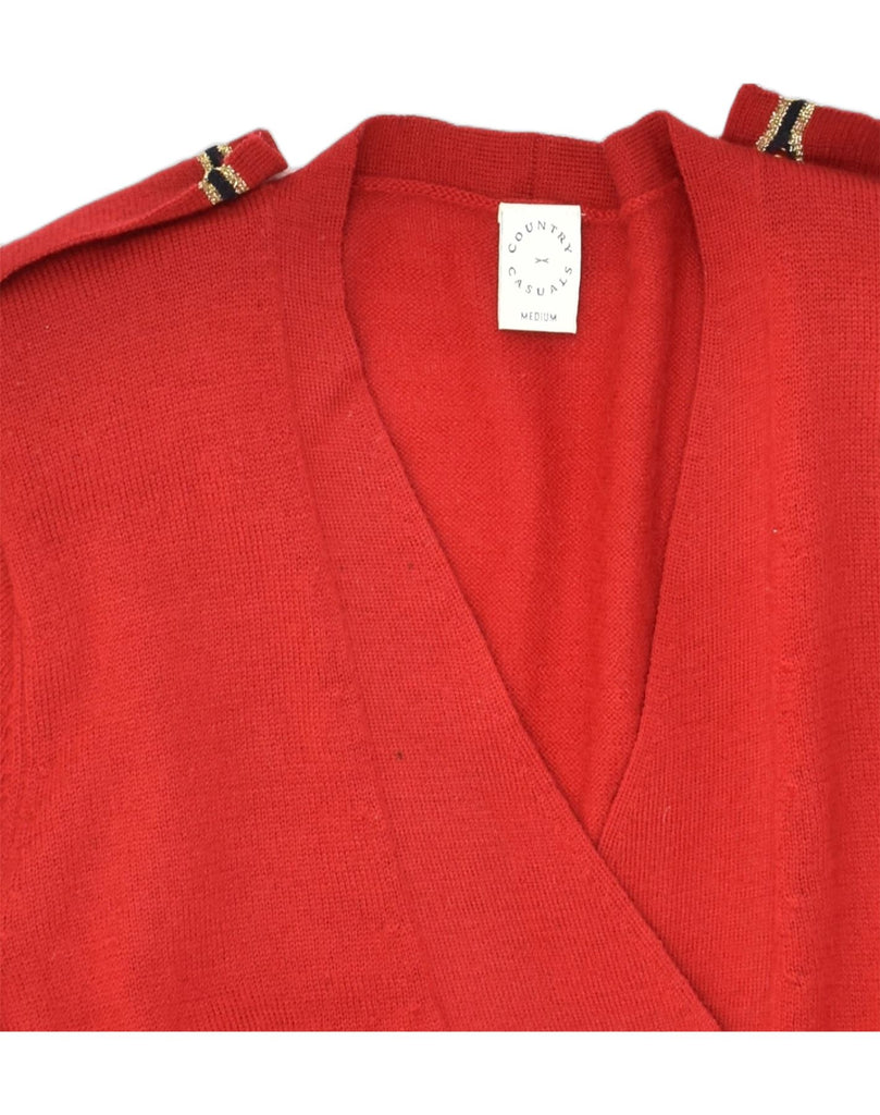 VINTAGE Womens Double Breasted Cardigan Sweater UK 14 Medium Red Cotton | Vintage Vintage | Thrift | Second-Hand Vintage | Used Clothing | Messina Hembry 