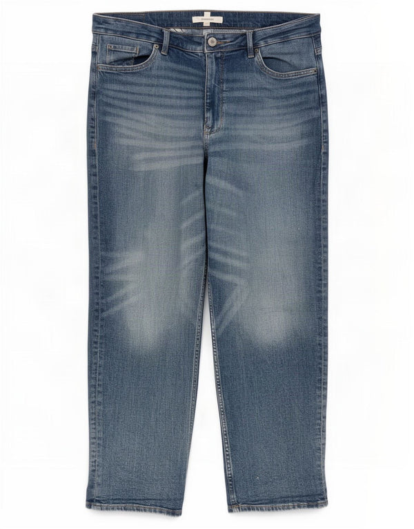 Marks & Spencer Womens High Waist Straight Jeans UK 16 Large W36 L28 Blue
