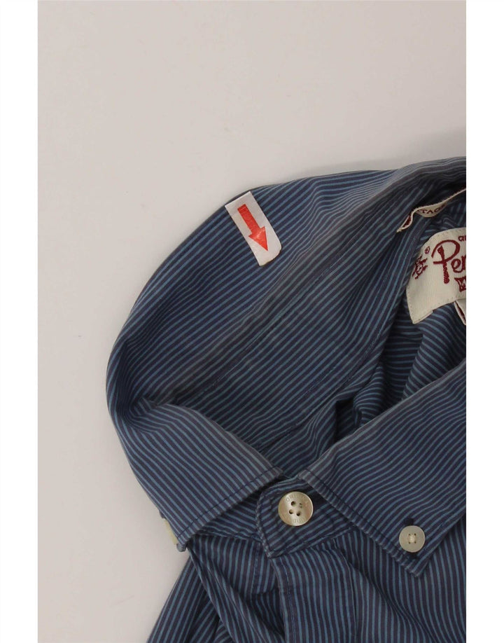 Penguin Mens Heritage Slim Fit Shirt Large Blue Pinstripe