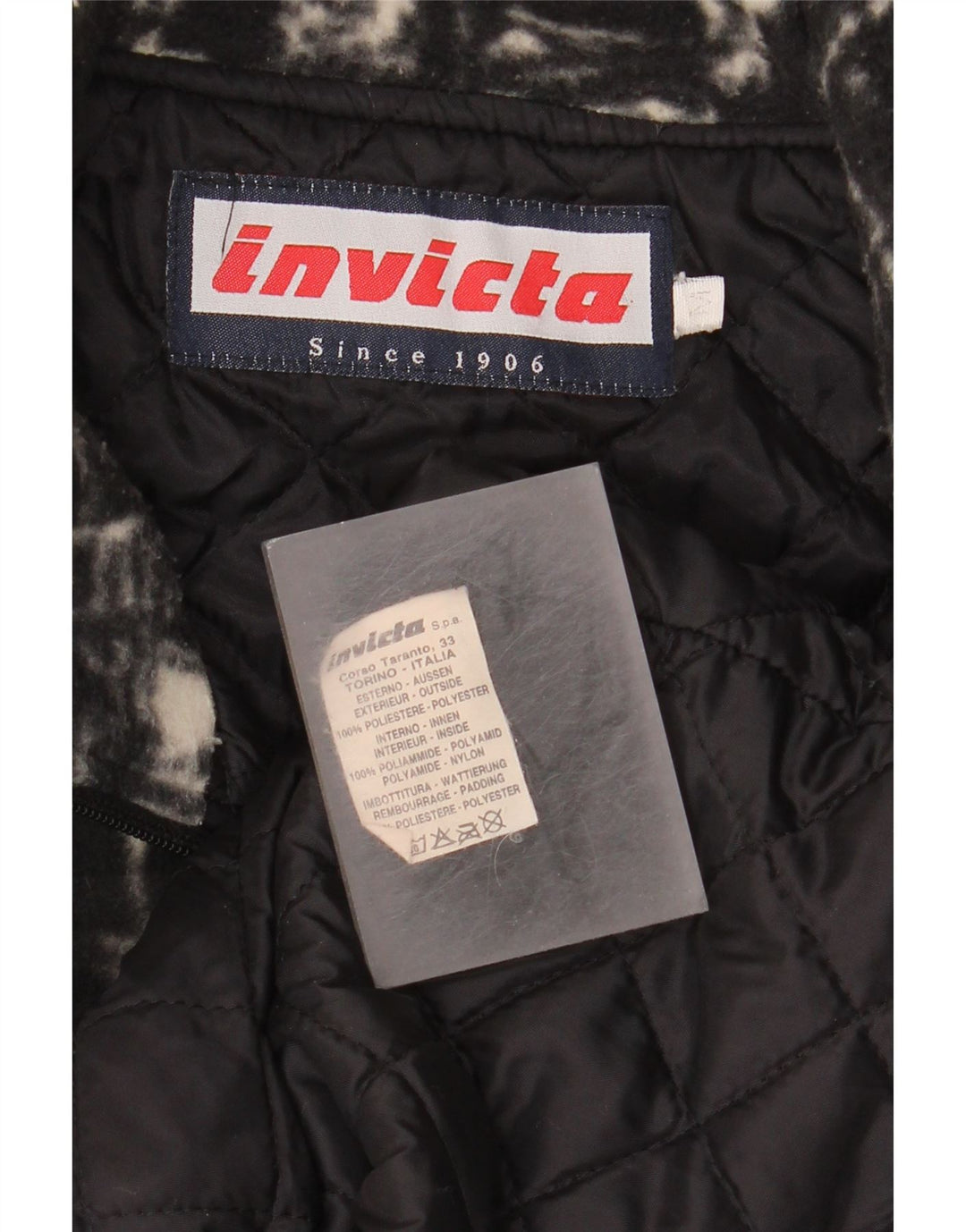 Invicta Mens Fleece Jacket UK 38 Medium Black Geometric Polyester