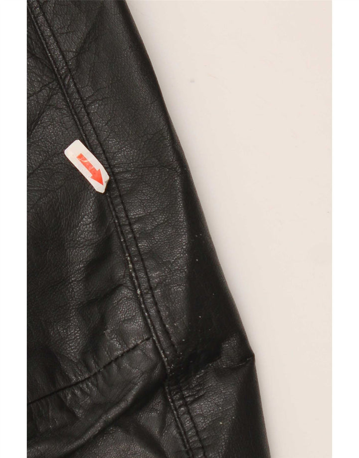 Only & Sons Mens Leather Biker Jacket UK 40 Large Black
