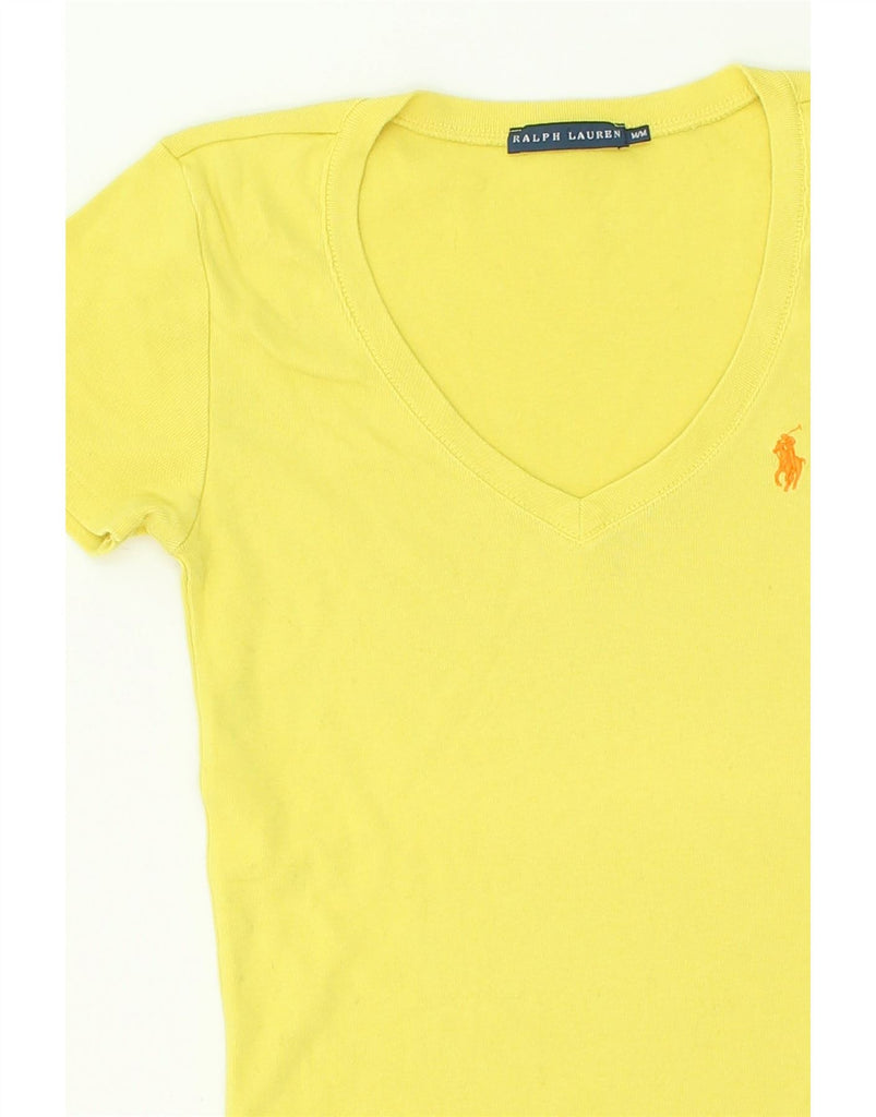 RALPH LAUREN Womens T-Shirt Top UK 12 Medium Yellow Cotton | Vintage Ralph Lauren | Thrift | Second-Hand Ralph Lauren | Used Clothing | Messina Hembry 