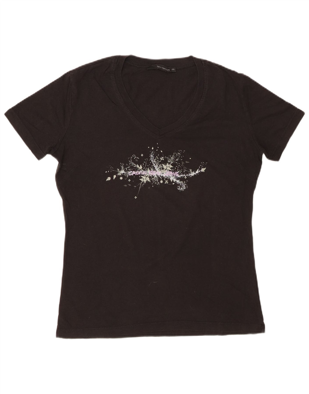 CALVIN KLEIN JEANS Womens Graphic T-Shirt Top UK 20 2XL Black