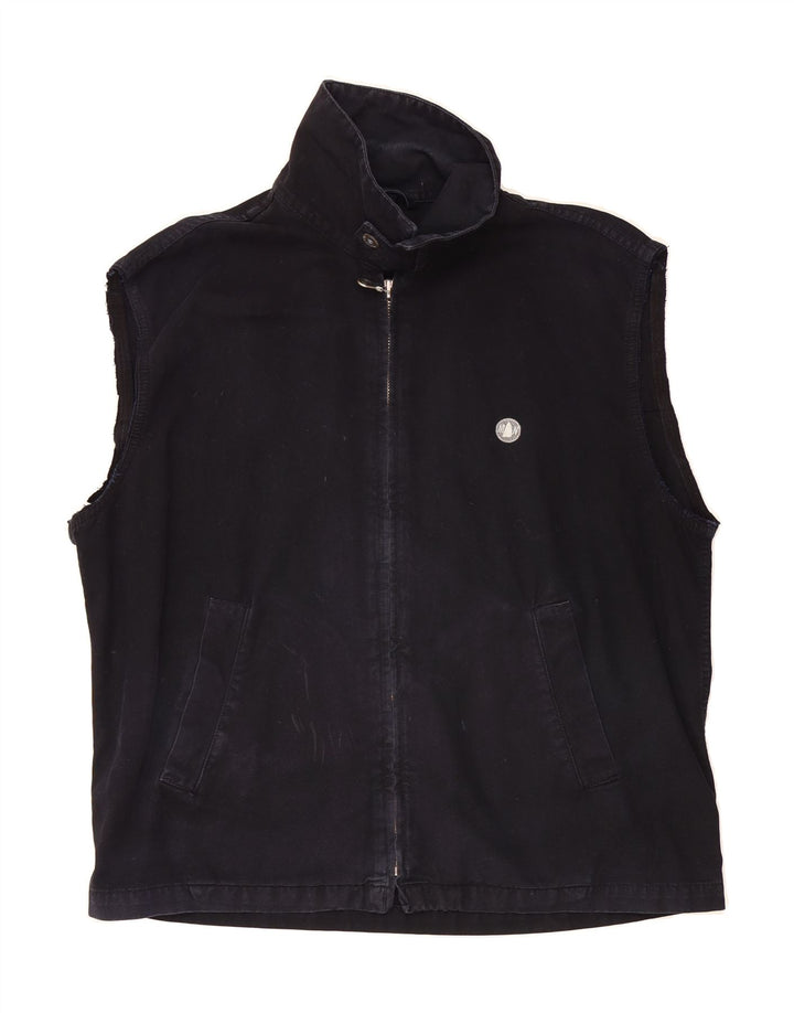 MURPHY & NYE Mens Gilet UK 40 Large Navy Blue Cotton Vintage Murphy & Nye and Second-Hand Murphy & Nye from Messina Hembry 
