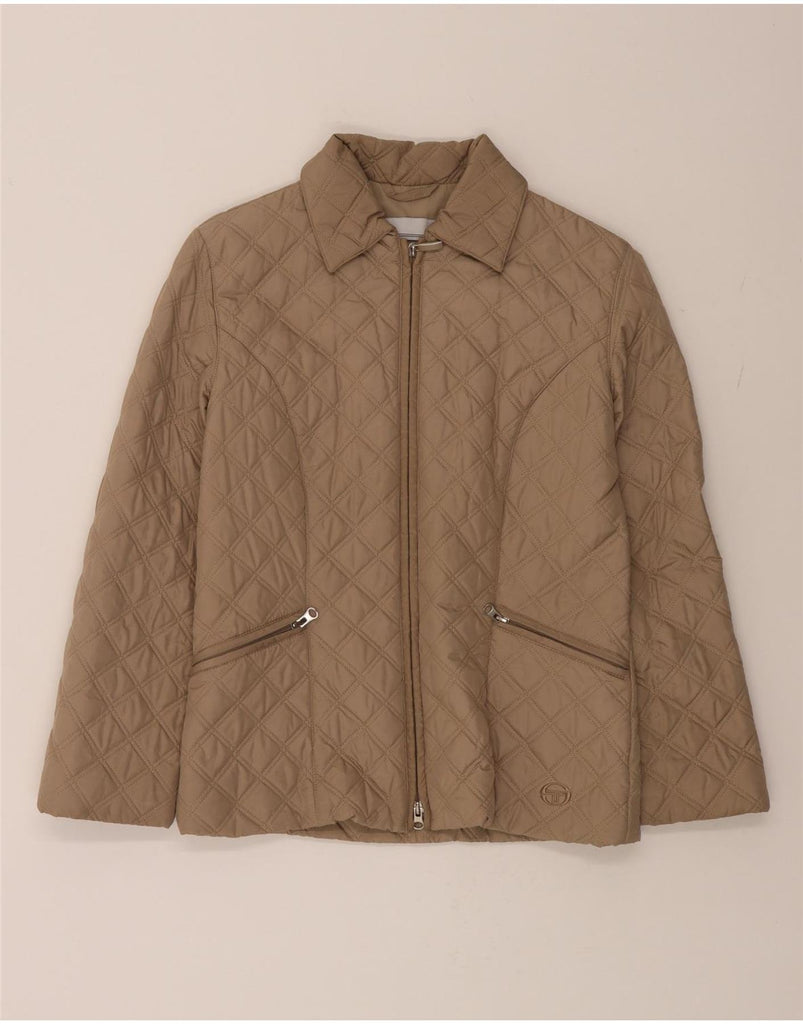 SERGIO TACCHINI Womens Quilted Jacket UK 10 Small Beige Polyester Vintage Sergio Tacchini and Second-Hand Sergio Tacchini from Messina Hembry 
