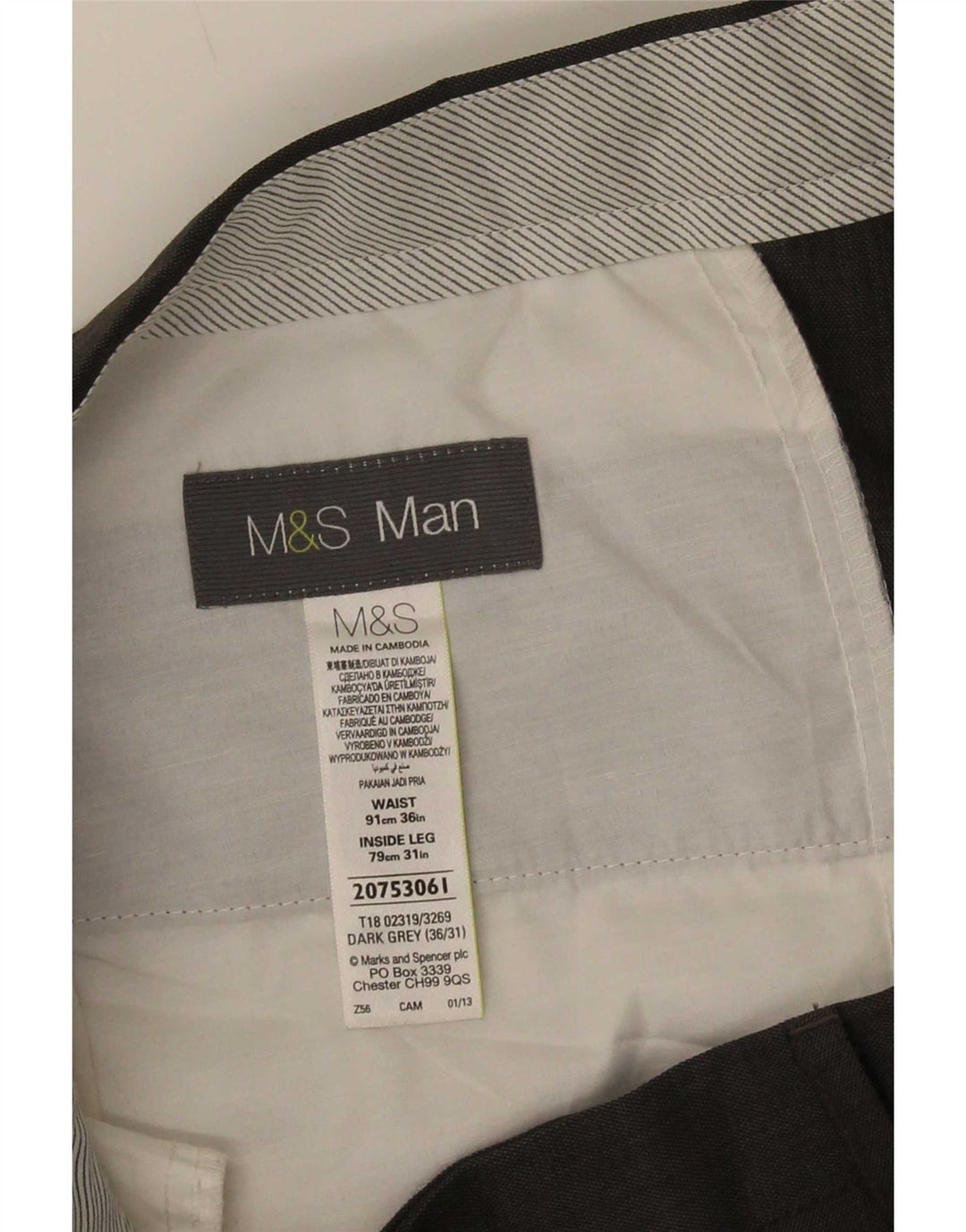 Marks & Spencer Mens Pegged Suit Trousers W36 L31 Grey Polyester