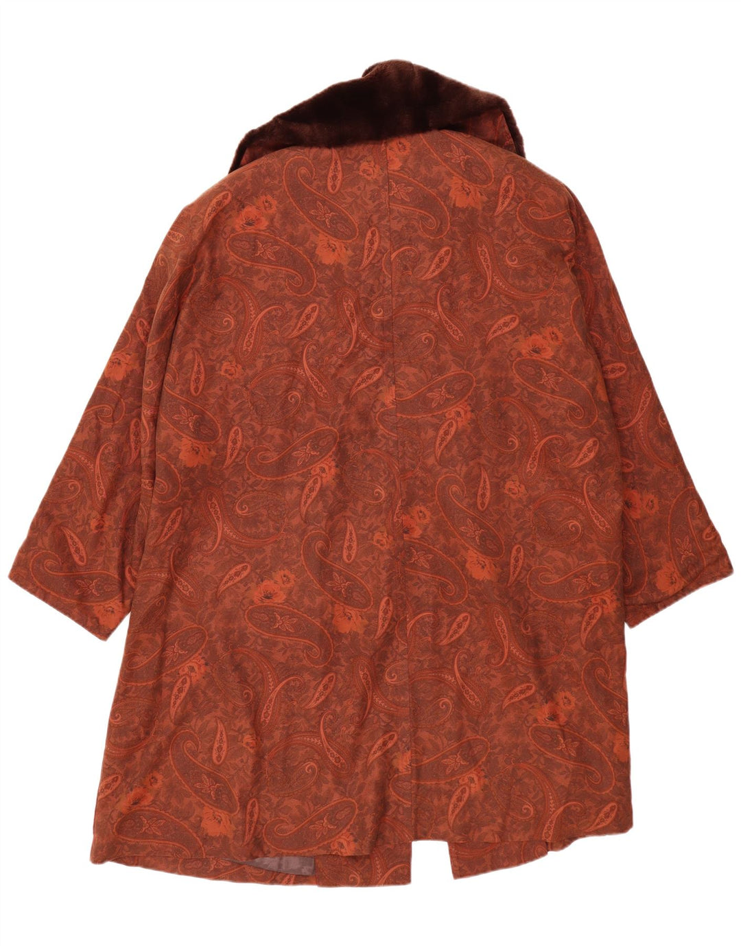 MICHAEL MORTELL Womens Oversized Overcoat UK 12 Medium Brown Paisley
