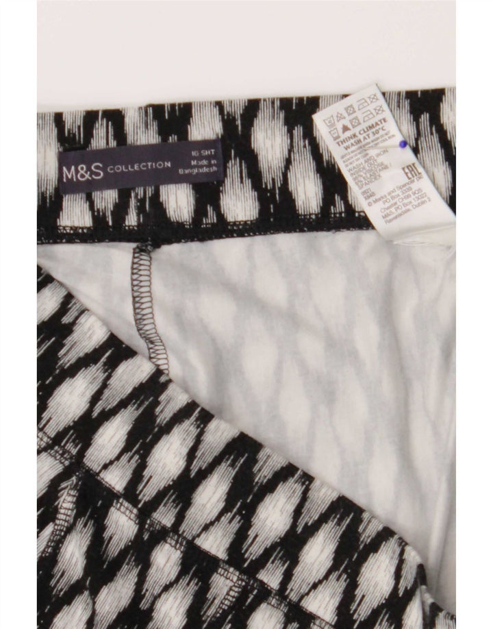 Marks & Spencer Womens Crop Leggings UK 16 Large  Black Geometric Viscose