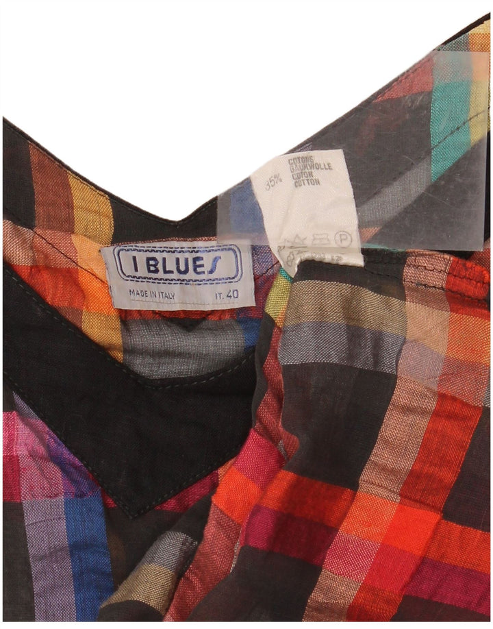 I BLUES Womens Blouse Top IT 40 Small Multicoloured Check Linen