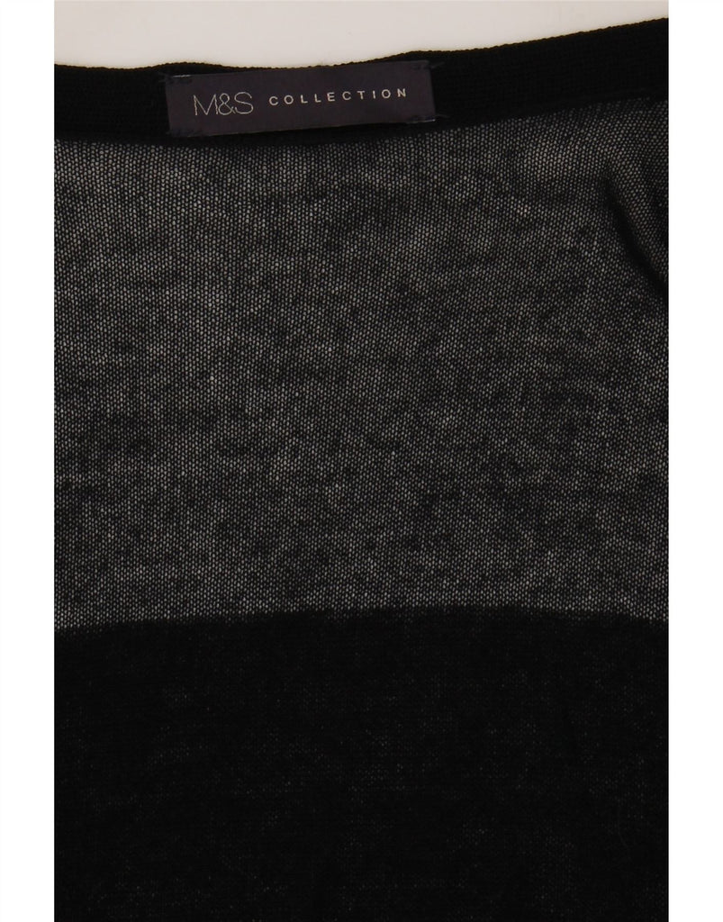 MARKS & SPENCER Womens See Through Cardigan Top UK 12 Medium Black Vintage Marks & Spencer and Second-Hand Marks & Spencer from Messina Hembry 