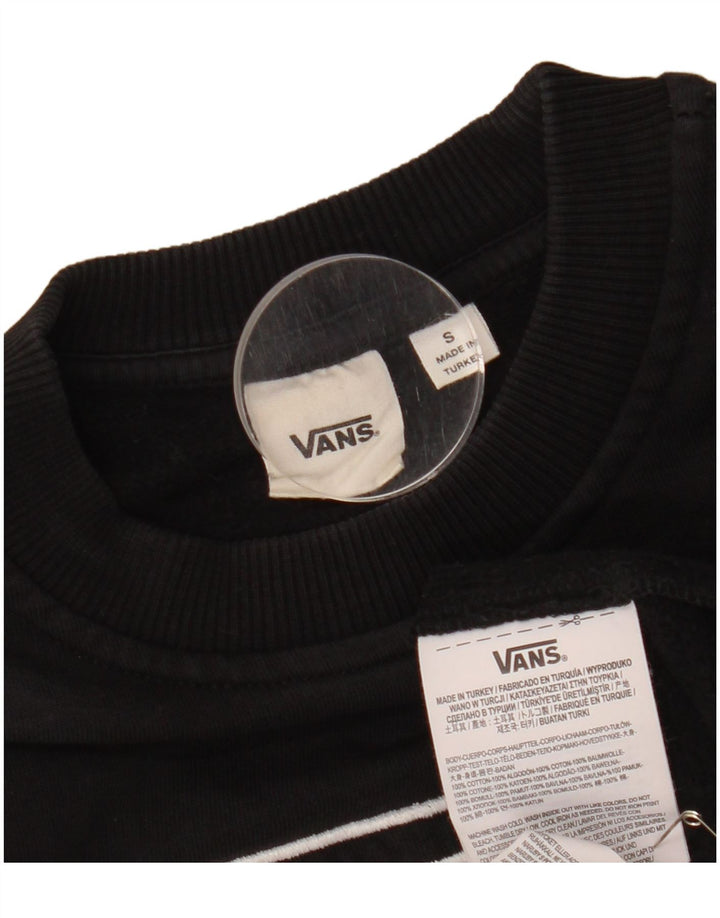 VANS Womens Oversized Crop Sweatshirt Jumper UK 10 Small Black Geometric