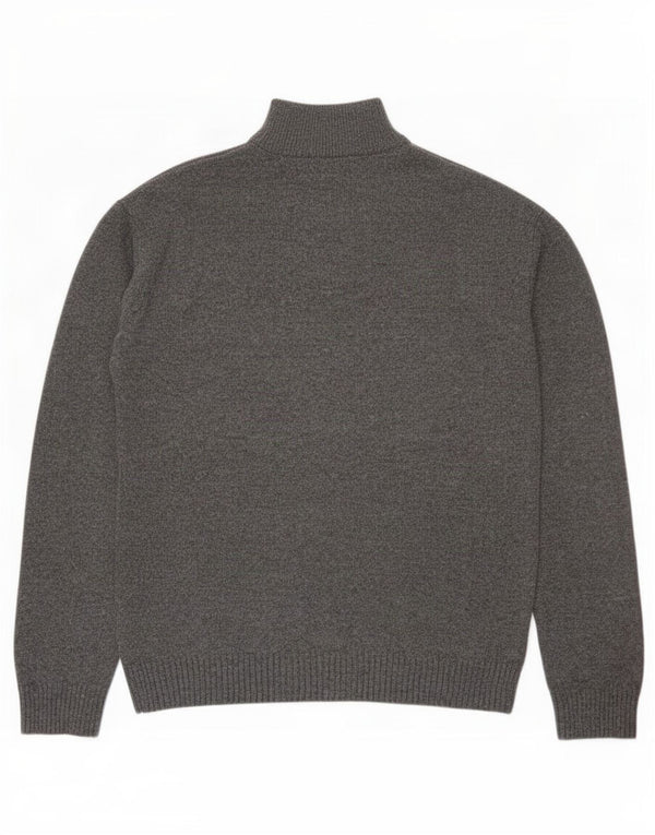 Marks & Spencer Mens Regular Fit Zip Neck Jumper Sweater XL Grey Lambswool