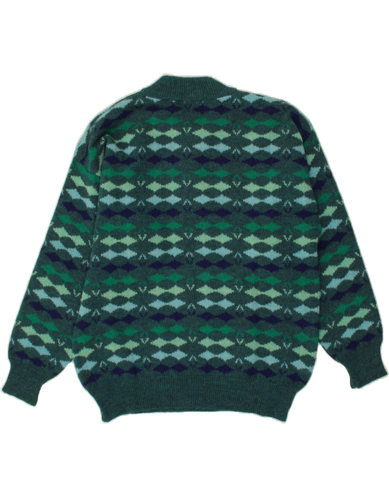 SILVY Mens Turtle Neck Jumper Sweater IT 48 Small Green Fair Isle | Vintage Silvy | Thrift | Second-Hand Silvy | Used Clothing | Messina Hembry 