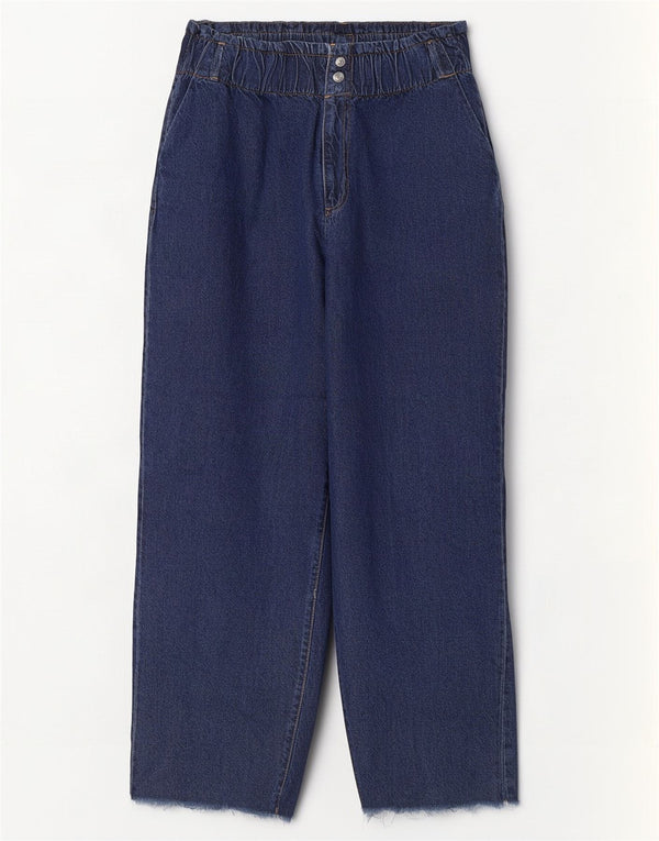 Zara Womens High Waist Loose Jeans EU 40 Medium W30 L28 Navy Blue Cotton