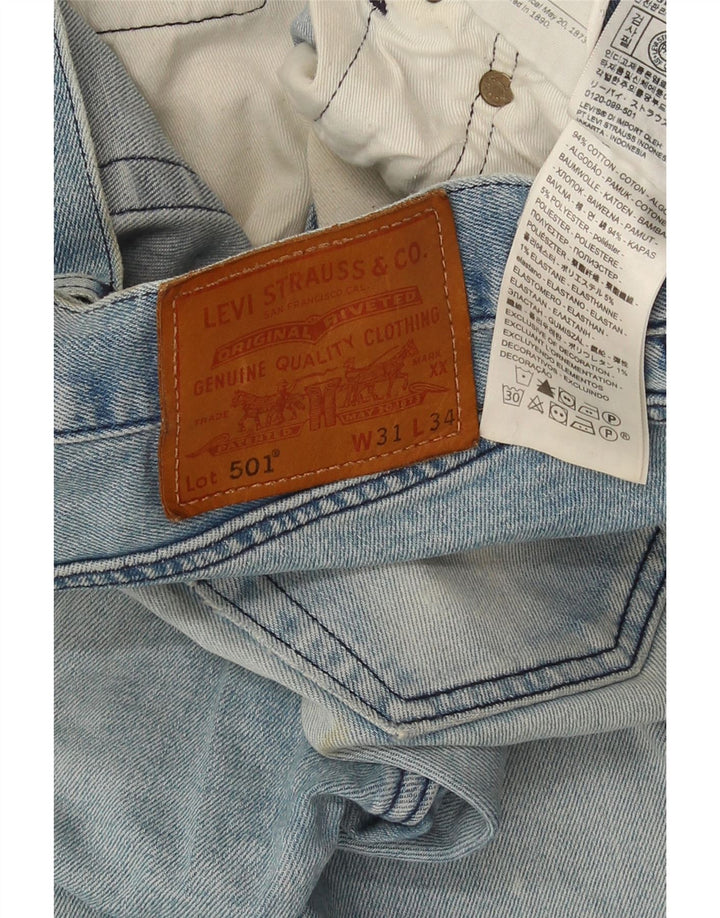 Levi's Mens 501 Distressed Straight Jeans W31 L34 Blue Cotton