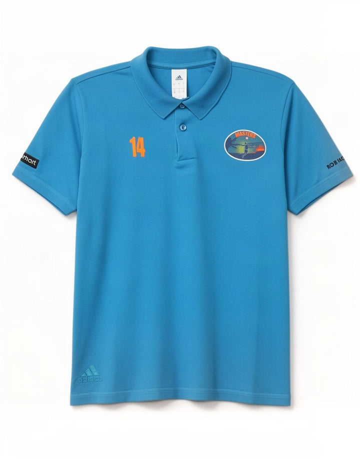 Adidas Mens Graphic Polo Shirt Large Blue Cotton