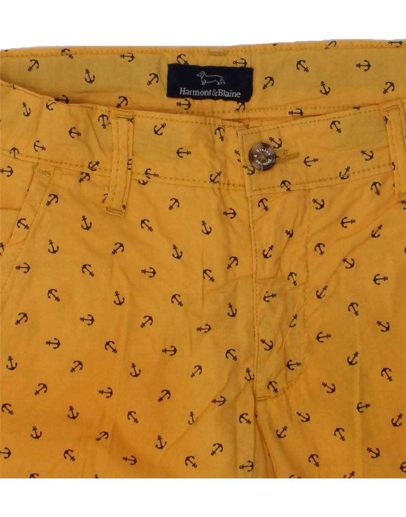 HARMONT & BLAINE Boys Abstract Pattern Chino Shorts 9-10 Years W26 Yellow | Vintage Harmont & Blaine | Thrift | Second-Hand Harmont & Blaine | Used Clothing | Messina Hembry 