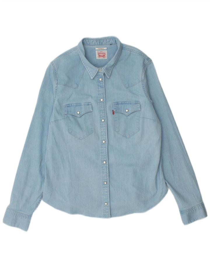 Levi's Womens Tailored Fit Denim Shirt UK 14 Large Blue Cotton