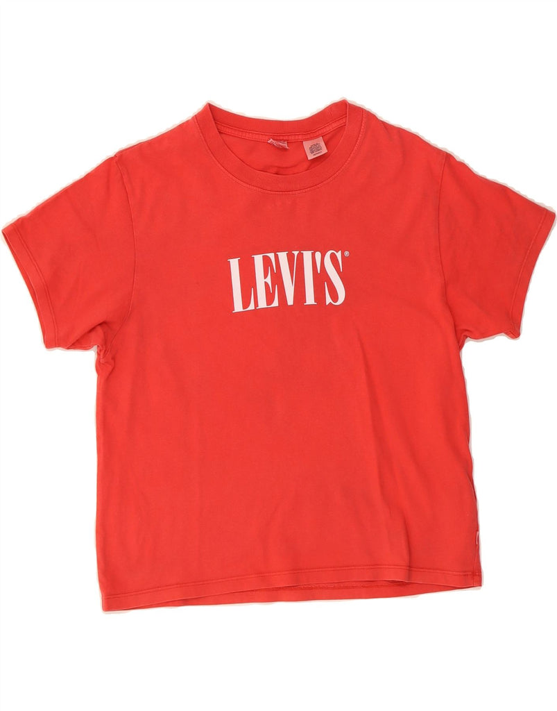LEVI'S Womens Oversized Graphic T-Shirt Top UK 6 XS Red Cotton Vintage Levi's and Second-Hand Levi's from Messina Hembry 