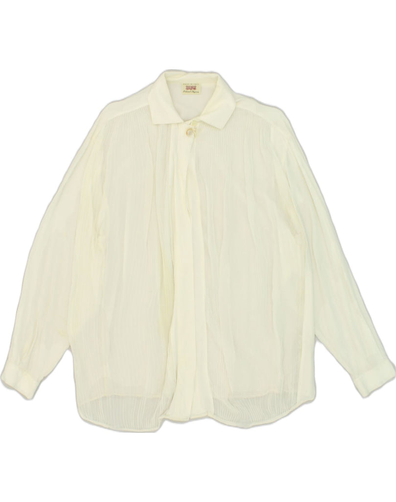 SISLEY Womens Shirt Blouse IT 44 Medium Off White Viscose | Vintage Sisley | Thrift | Second-Hand Sisley | Used Clothing | Messina Hembry 