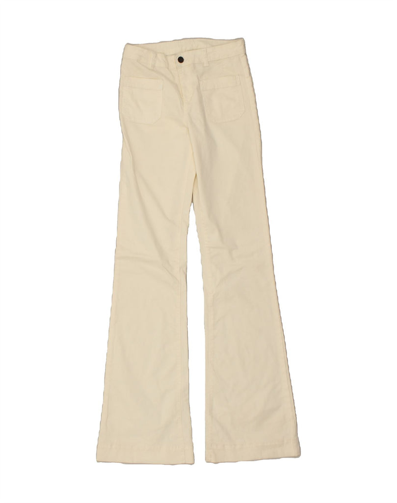 BENETTON Womens Flare Casual Trousers W26 L35 Off White Cotton Vintage Benetton and Second-Hand Benetton from Messina Hembry 