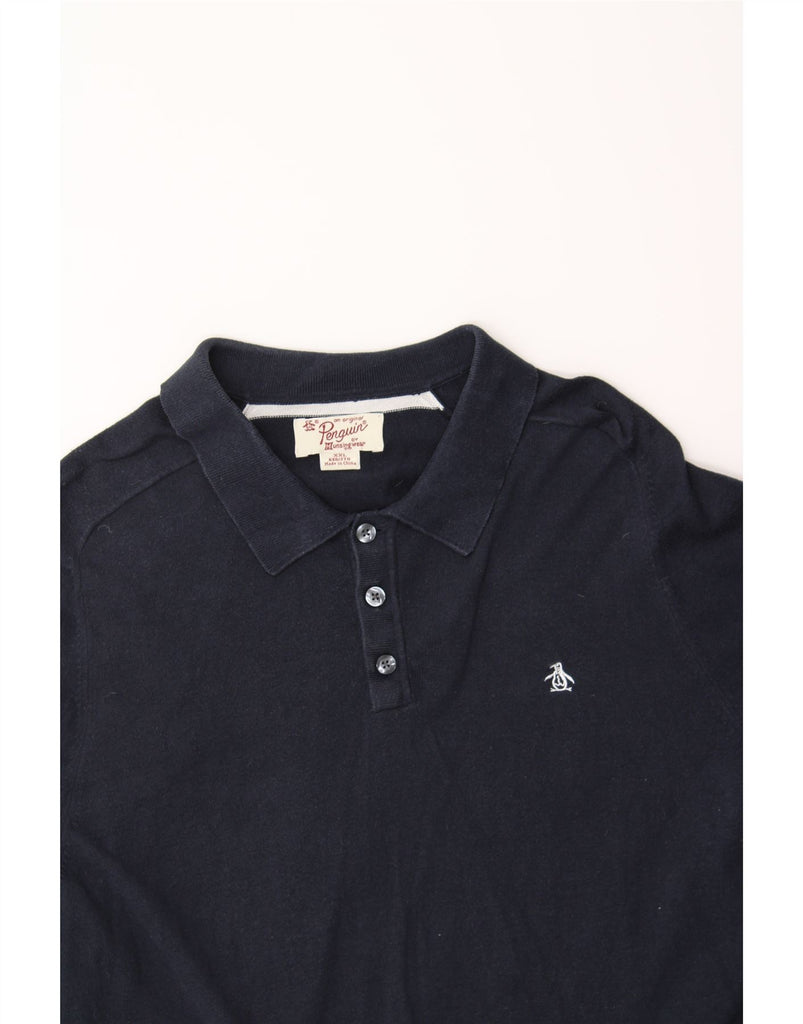 PENGUIN Mens Polo Neck Jumper Sweater 2XL Navy Blue Cotton Vintage Penguin and Second-Hand Penguin from Messina Hembry 