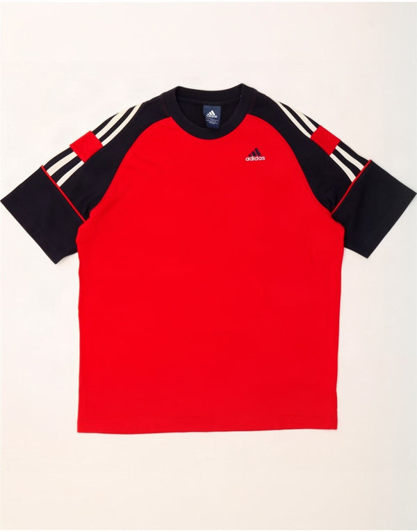 Adidas Mens T-Shirt Top UK 40/42 Medium Red Colourblock Cotton
