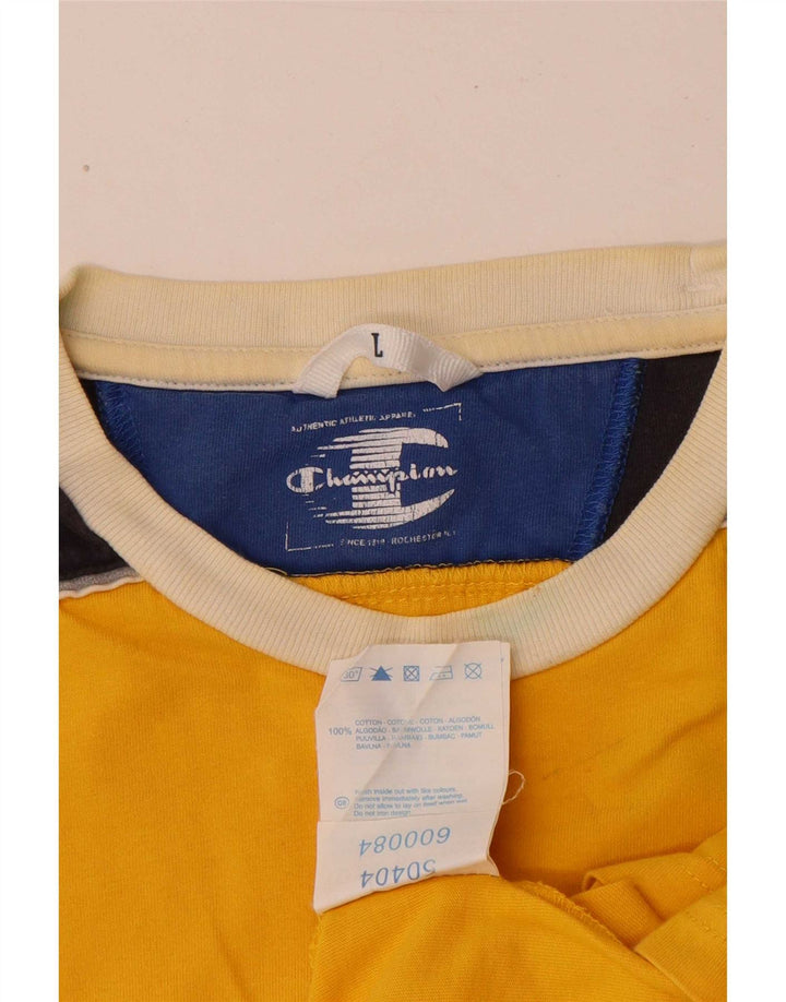 Champion Mens Graphic Vest Top Large Yellow Colourblock Cotton