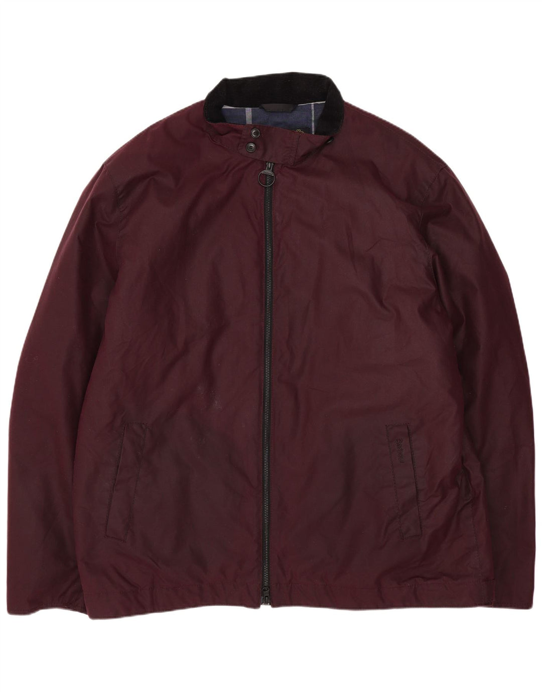 Barbour Mens Waxed Cotton Jacket UK 44 2XL Burgundy