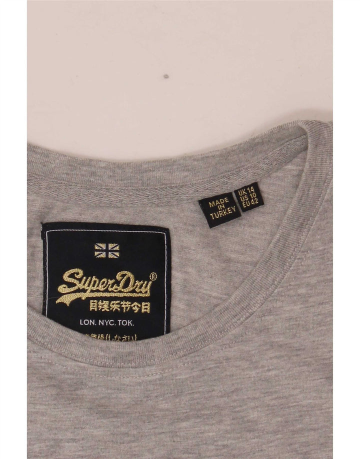 Superdry Womens Graphic T-Shirt Top UK 14 Large Grey