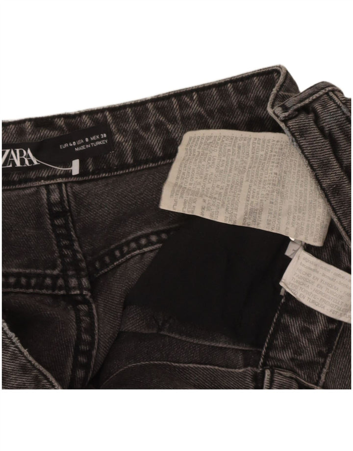 Zara Womens Balloon High Rise Cropped Jeans EU 40 Medium W30 L26 Grey