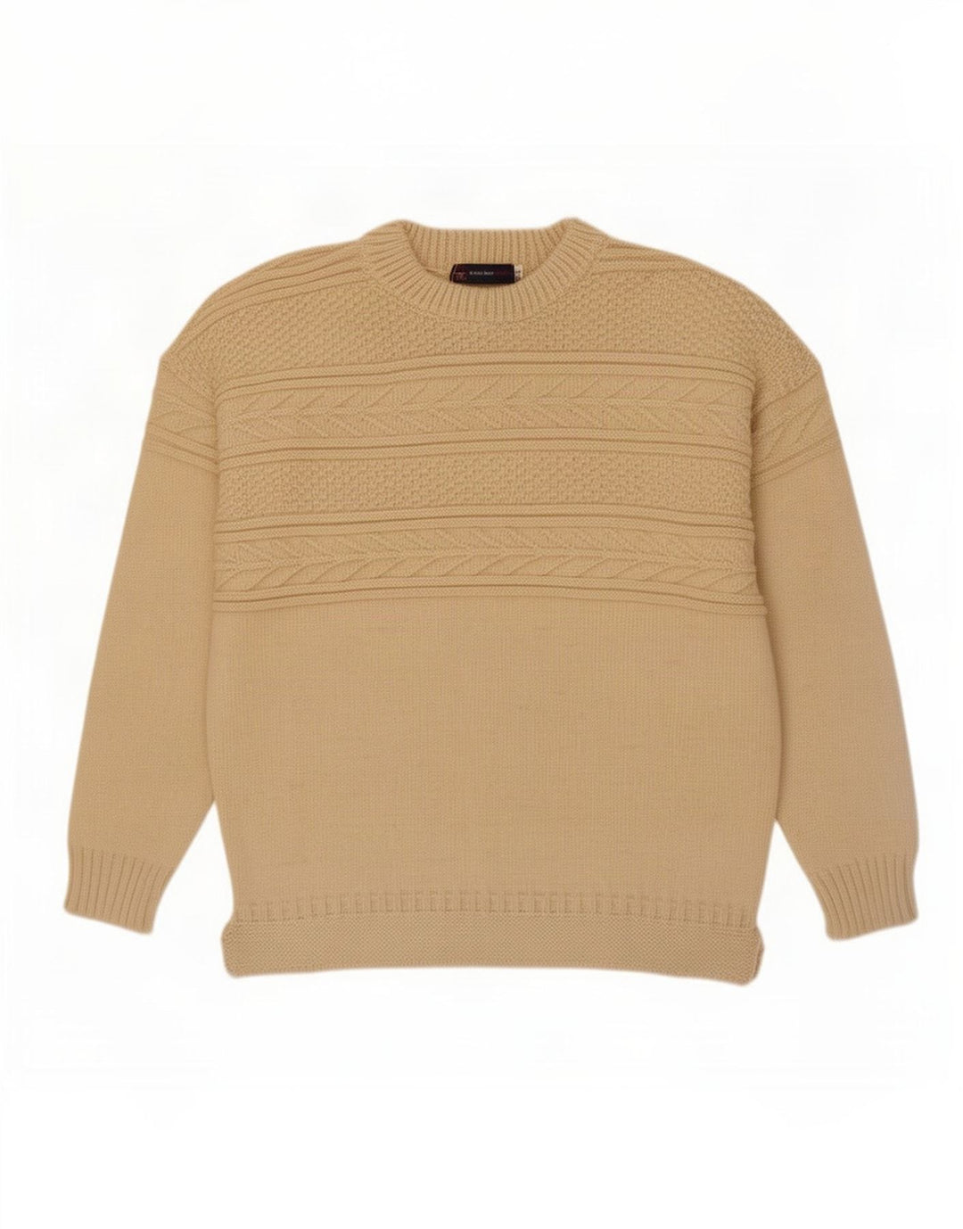 Vintage Mens Boat Neck Jumper Sweater XL Off White Wool