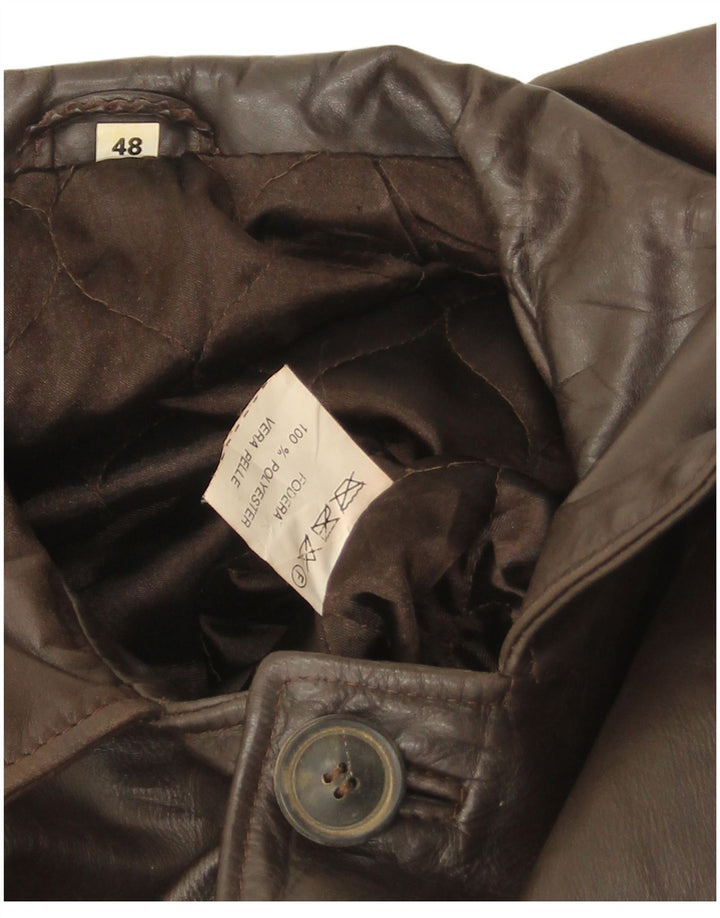 Vintage Mens Loose Fit Leather Jacket IT 48 Medium Brown Leather
