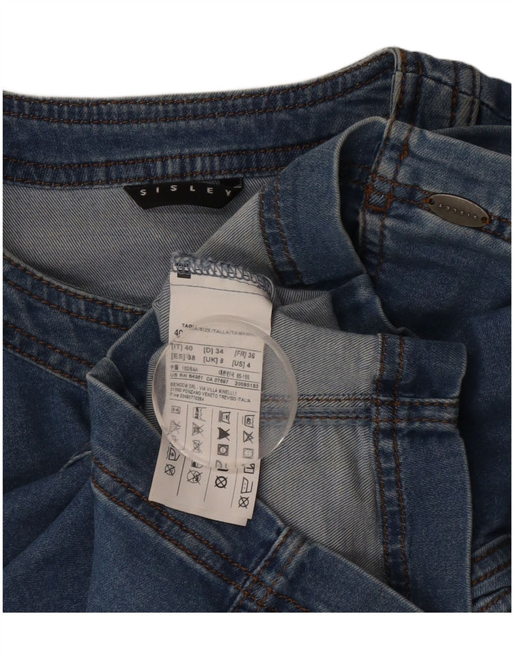Sisley Womens Crop Short Sleeve Denim Jacket UK 8 Small Blue Cotton