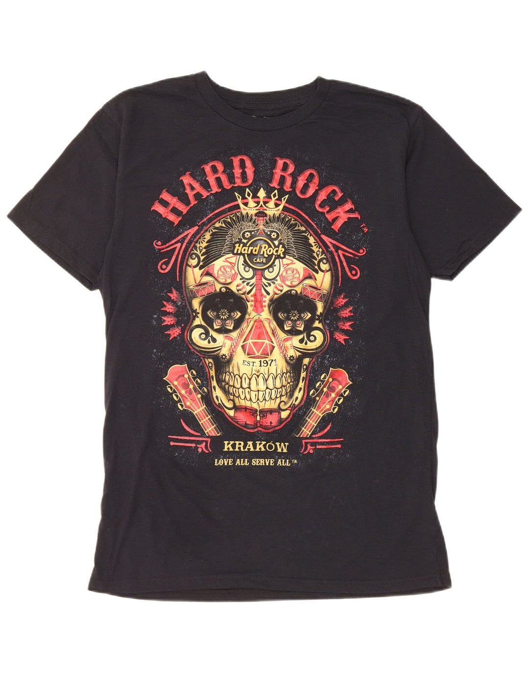 Hard Rock Cafe Mens Krakow Graphic T-Shirt Top Medium Black Cotton